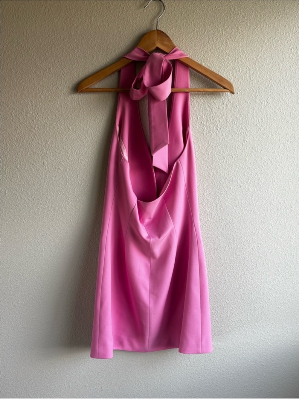 Pink Halter Mini Dress with Gold Buttons - Picture 6 of 10